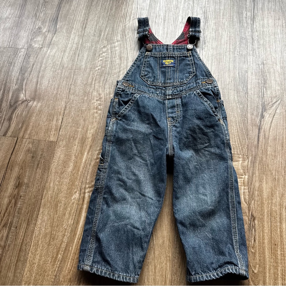 Oshkosh Kids Denim Overalls flannel lined 18 months dark wash